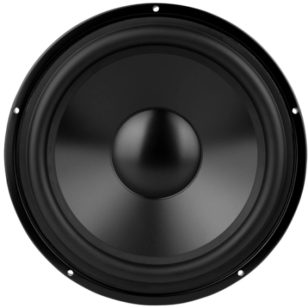 Zbliżenie na gumowe zawieszenie i aluminiową membranę głośnika Dayton Audio DSA270-8