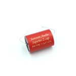 Czerwony kondensator Jantzen Audio Superior Z-Cap 3,30 uF 800VDC na białym tle.