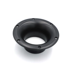 Zbliżenie na aerodynamiczny kołnierz zewnętrzny tunelu bass-reflex Jantzen Audio 70 mm do montażu w kolumnie głośnikowej