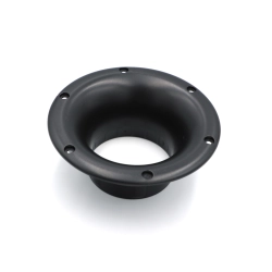Zbliżenie na aerodynamiczny kołnierz zewnętrzny tunelu bass-reflex Jantzen Audio 70 mm do montażu w kolumnie głośnikowej