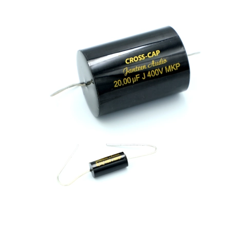 Czarny kondensator polipropylenowy Jantzen Audio Cross-Cap 0,10 uF vs 20 uf
