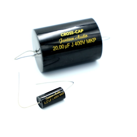 Czarny kondensator polipropylenowy Jantzen Audio Cross-Cap 0,27 uF vs 20 uf