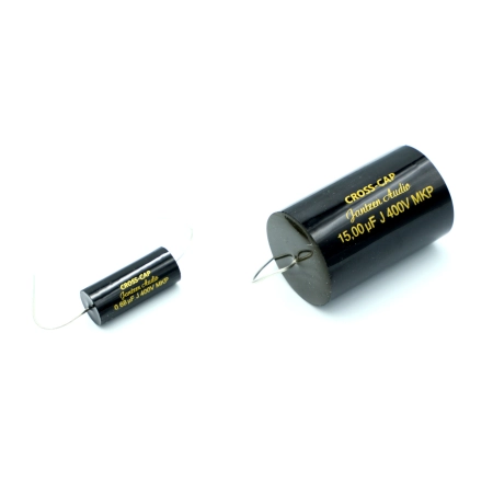 Czarny kondensator polipropylenowy Jantzen Audio Cross-Cap 0,68 uF vs 15 uf