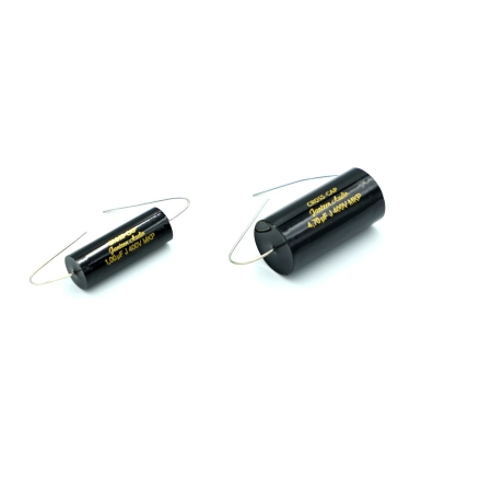 Czarny kondensator polipropylenowy Jantzen Audio Cross-Cap 1uF vs 4,7uf
