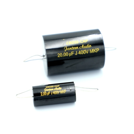 Czarny kondensator polipropylenowy Jantzen Audio Cross-Cap 2 uF vs 20 uf