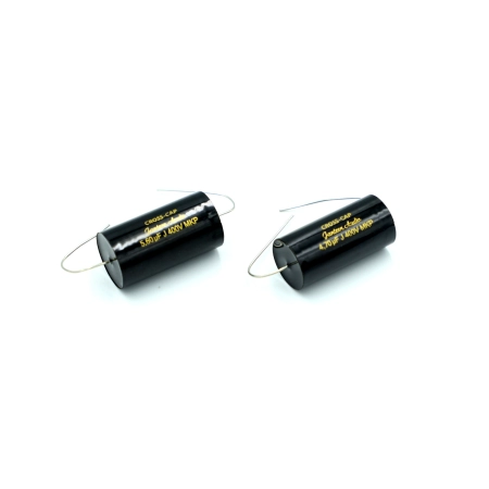 Czarny kondensator polipropylenowy Jantzen Audio Cross-Cap 5,6 uF vs 4,7 uf