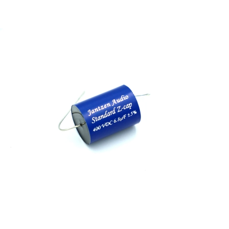 Niebieski kondensator osiowy Jantzen Audio Standard Z-Cap 6,80 uF 400VDC