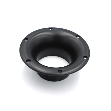 Zbliżenie na aerodynamiczny kołnierz zewnętrzny tunelu bass-reflex Jantzen Audio 70 mm do montażu w kolumnie głośnikowej