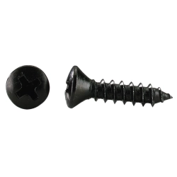 Komplet 4 sztuk wkrętów stożkowych Monacor MZF-4019 o wymiarach 4 x 19 mm w kolorze czarnym.