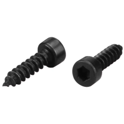 Czarny wkręt imbusowy Monacor MZF-8614 o wymiarach 4 x 16 mm do montażu głośników i akcesoriów audio.
