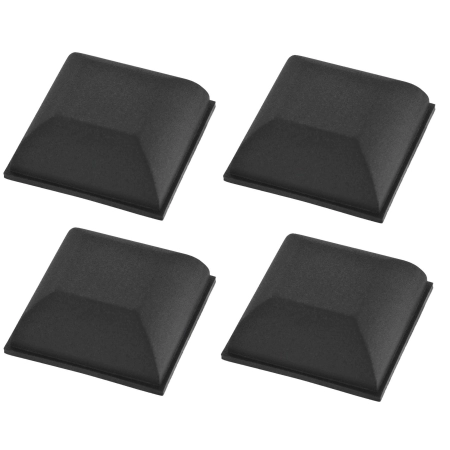 Zestaw 4 sztuk kwadratowych nóżek gumowych Monacor HF-30 o wymiarach 20 x 20 x 8 mm w kolorze czarnym.