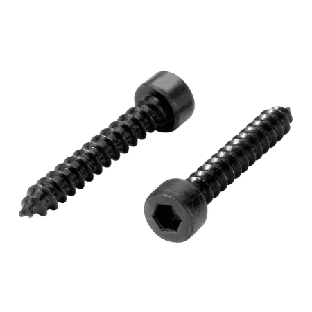 Czarny wkręt imbusowy do głośników Monacor MZF-8616 o wymiarach 4 x 25 mm.
