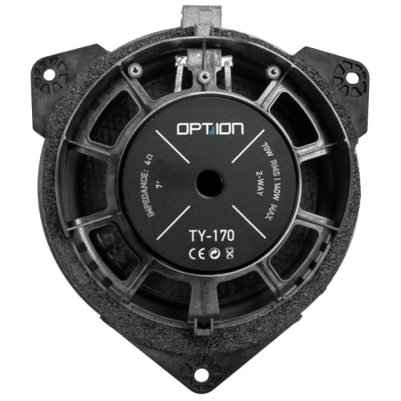 Tył głośnika Option TY-170 z dedykowanym złączem Plug & Play do instalacji audio BYD Sealion 7