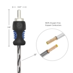 Konstrukcja Twisted Pair w przewodzie Recoil RCI21 Echo Series minimalizująca zakłócenia i szumy