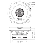 Rysunek techniczny z wymiarami głośnika Recoil RLX525 - średnica montażowa 115 mm i rozstaw śrub.