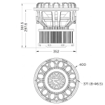 Szczegółowy schemat techniczny Recoil SPL15D1 - otwór montażowy 371 mm i wysokość 361,5 mm.