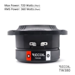 Terminale głośników wysokotonowych Recoil TW380 z serii Echo Pro