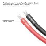 Srebrzone tulejki miedziane Recoil WF412 4 AWG z systemem podwójnej izolacji plus i minus.