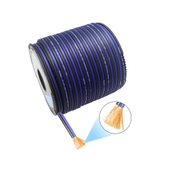 Profesjonalna szpula 61m kabla głośnikowego Recoil RS12-200 12AWG CCA w kolorze niebiesko-czarnym.