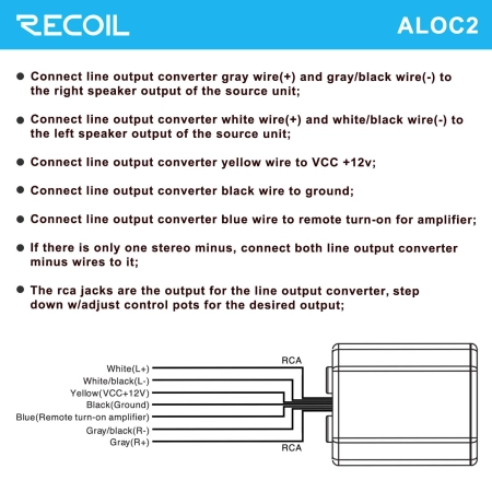Konwerter Recoil ALOC2 - dwu kanałowy konwerter Hi-Low na RCA z remote