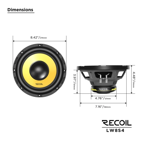 Głośnik niskotonowy Recoil LW8S4 - subwoofer 1 x 4 ohm 8