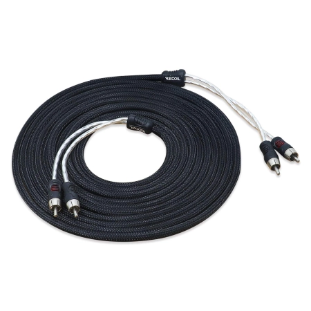 2-kanałowy przewód sygnałowy RCA Recoil PCI217 5m w czarnym oplocie nylonowym