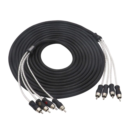 4-kanałowy przewód sygnałowy RCA Recoil PCI417 5m w czarnym oplocie nylonowym