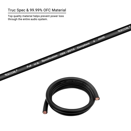 Przewód Recoil PG4-80 - kabel zasilający czarny 4AWG 21mm2 (1 metr ) miedź Cu
