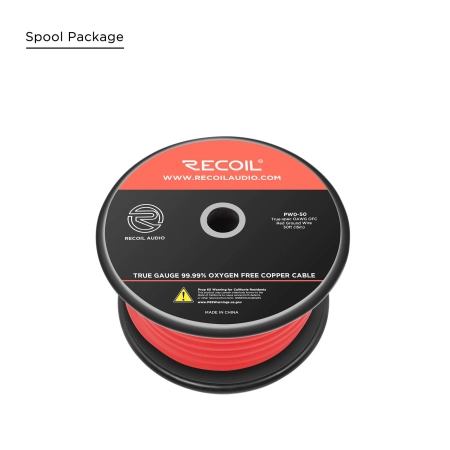 Przewód Recoil PW0-50 - kabel zasilający czerwony 0AWG 53mm2 (rolka 15m) miedź Cu