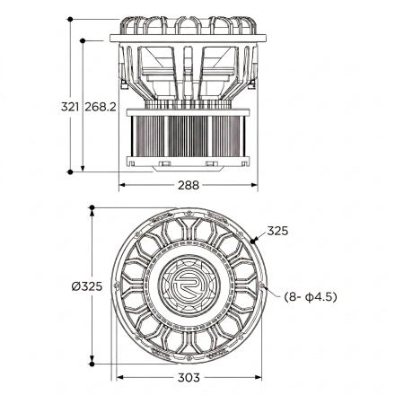 Wymiary zewnętrzne subwoofera Recoil SPL12D2 12